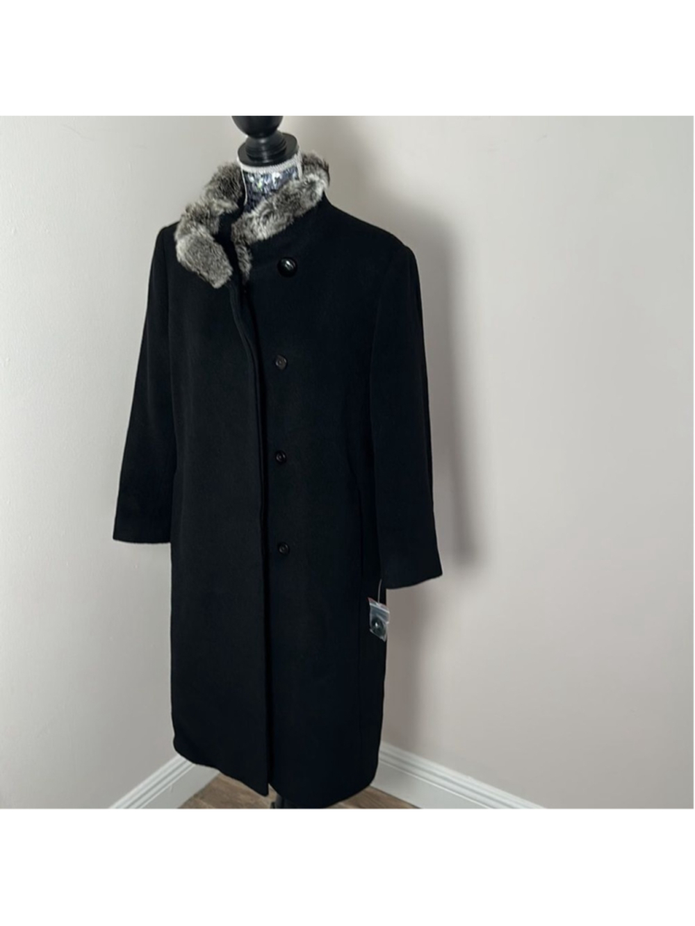 NWOT Cinzia Rocca wool and cashmere coat Size 12 chinchilla - Picture 13 of 16